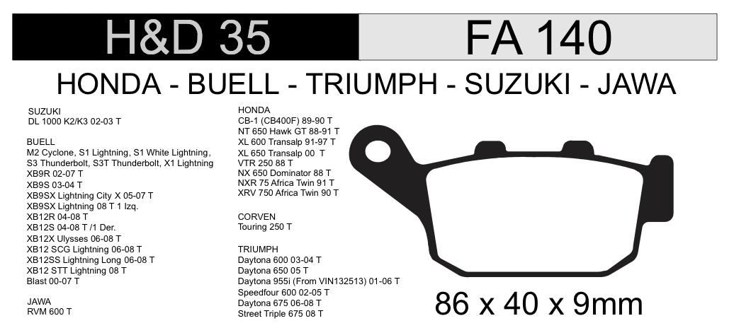 PASTILLA FRENO H&D35 NRO74