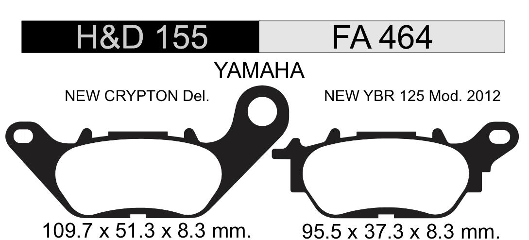 PASTILLA FRENO YAMAHA NEW CRYPTON YBR 125 FULL H&D155 NRO73 NRO687