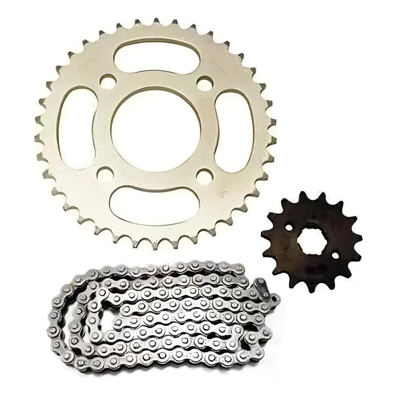 KIT TRASMISION MOTOS 110 GENERICO REFORZADO CADENA CORONA PIÑON