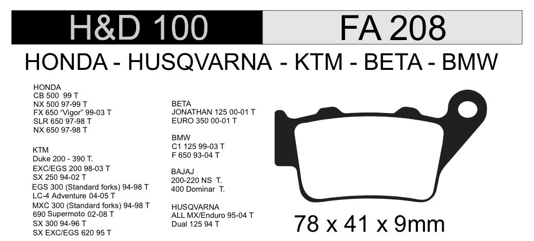 PASTILLA FRENO NS ROUSER H&D100 NRO75