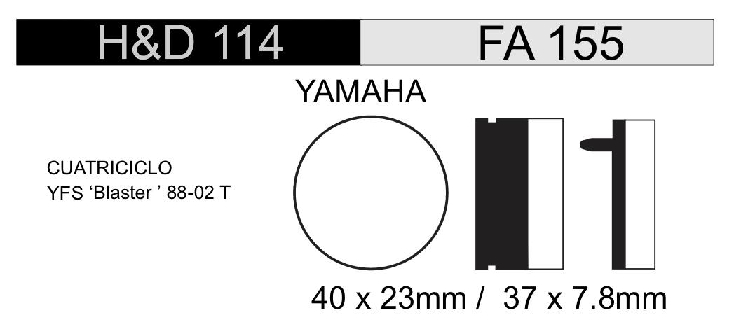 PASTILLA FRENO YAMAHA BLASTER / BANSHEE H&D114 NRO73
