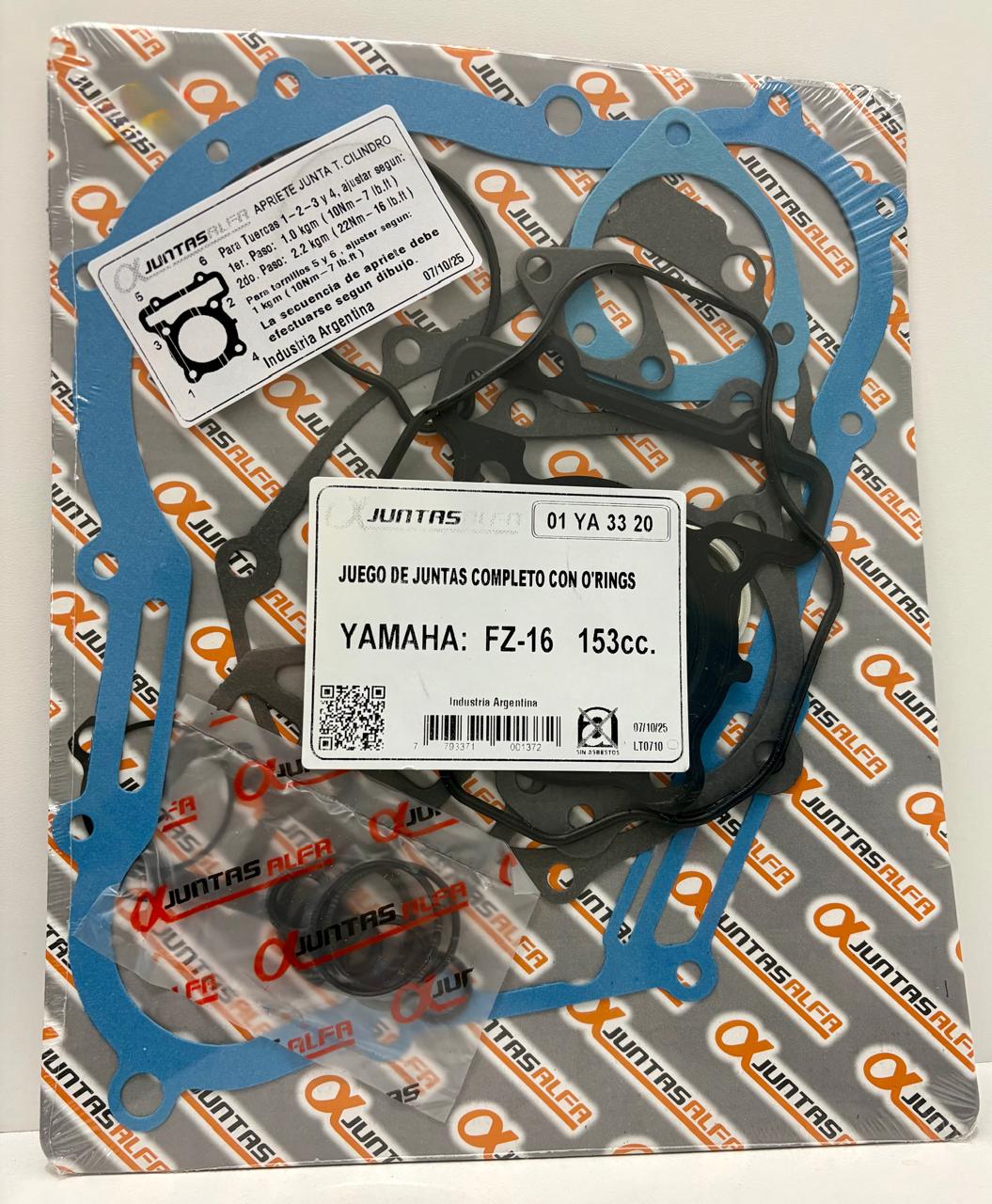 JUNTA YAMAHA FZ 16 JUEGO ALFA NRO873