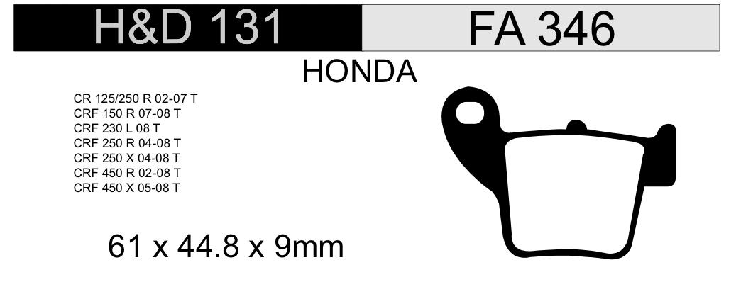 PASTILLA FRENO HONDA CR CRF H&D131 NRO74