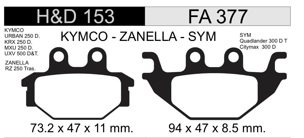 PASTILLA FRENO H&D153 NRO78