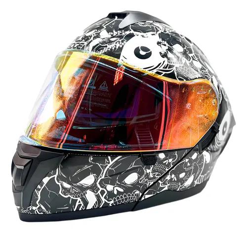 CASCO REBATIBLE EDGE SKULLS SHINY BLACK